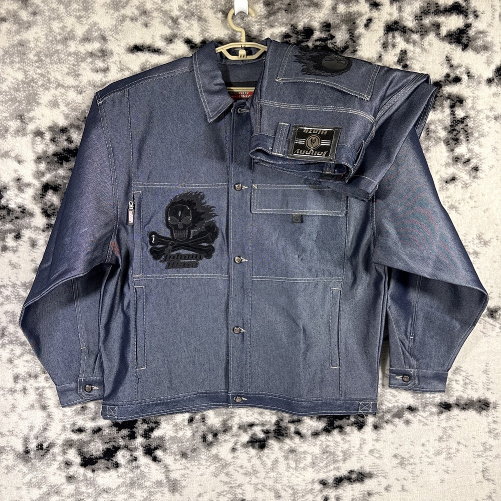 Johnny Blaze Set Mens Jacket x Pants Streetwear Hip Hop Baggy Skull y2k